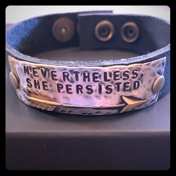 Leather handcrafted bracelet with SS Stamped plate - Picture 1 of 4